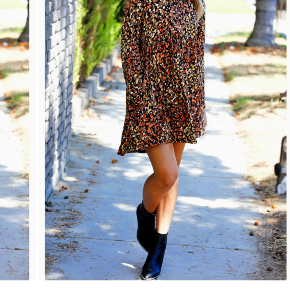 XL Swing baby-doll dress, confetti/animal print, xl, black mocha yellow orange